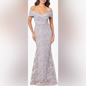 Xscape Evenings Off the shoulder embroidered gown